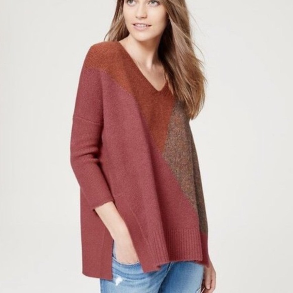 Ann Taylor Loft colorblock sweater poncho large L